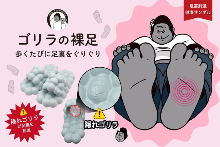 足裏がときめく新感覚。ゴリラの顔がぐりぐり刺激するサンダルが話題